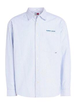 Camicia Tommy Jeans Stripe Classics a righe blu per uomo.