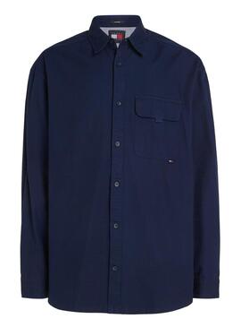 Camicia Tommy Jeans Varsity Explorer blu navy uomo 