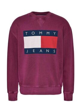 Felpa Tommy Jeans Big Flag viola per uomo