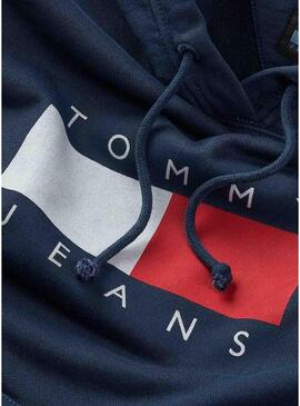 Felpa Tommy Jeans Reg Flag blu navy per uomo