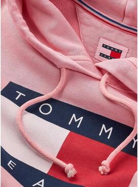 Felpa Tommy Jeans Reg Flag rosa per donna