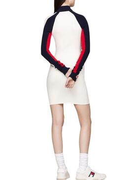 Abito Tommy Jeans Colorblock punto bianco per donna