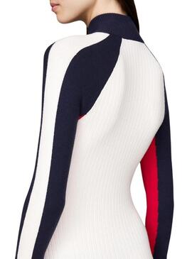 Abito Tommy Jeans Colorblock punto bianco per donna