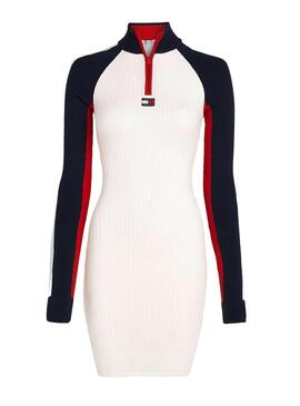 Abito Tommy Jeans Colorblock punto bianco per donna