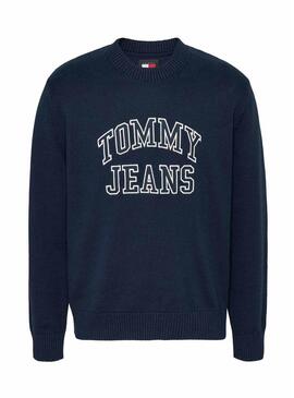 Maglia Tommy Jeans Logo Retro navy per uomo