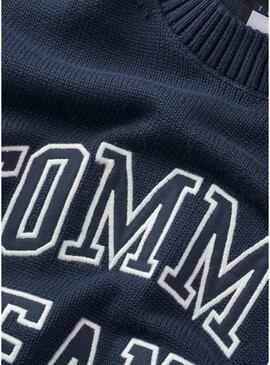 Maglia Tommy Jeans Logo Retro navy per uomo