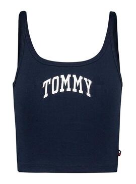 Top Tommy Jeans Varsity blu navy per donna