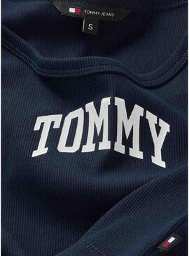 Top Tommy Jeans Varsity blu navy per donna