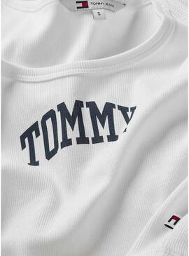 Top Tommy Jeans Varsity bianco per donna