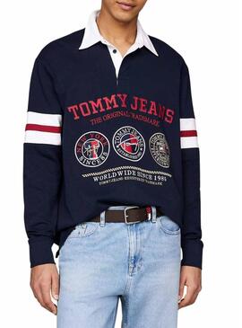 Polo Tommy Jeans Varsity blu scuro per uomo