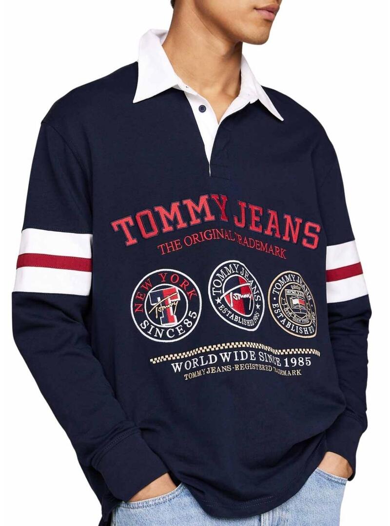 Polo Tommy Jeans Varsity blu scuro per uomo