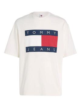 Maglietta Tommy Jeans Big Flag bianca per uomo