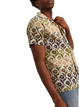 Camicia Jack and Jones blu con fiori verdi per uomo.