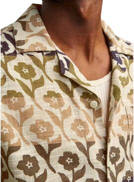 Camicia Jack and Jones blu con fiori verdi per uomo.