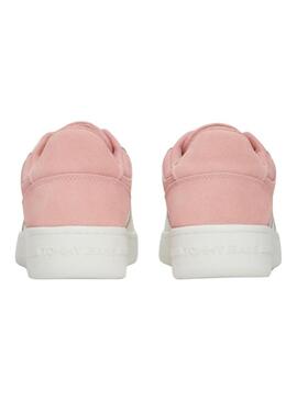 Scarpe Tommy Jeans Basket retro rosa e bianche per donna.