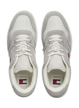 Sneakers Tommy Jeans Basket grigie e bianche per uomo