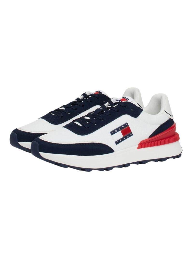 Scarpe Tommy Jeans Technical Runner blu e bianche per uomo