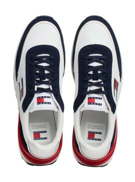 Scarpe Tommy Jeans Technical Runner blu e bianche per uomo