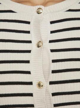 Cardigan a righe nero e beige in maglia Vila Vizicha per donna