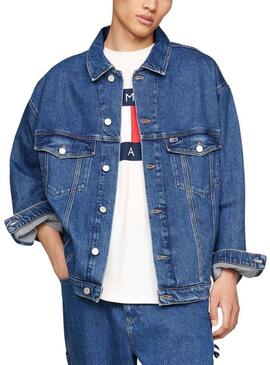 Giacca trucker Tommy Jeans Aiden Oversize blu denim per uomo