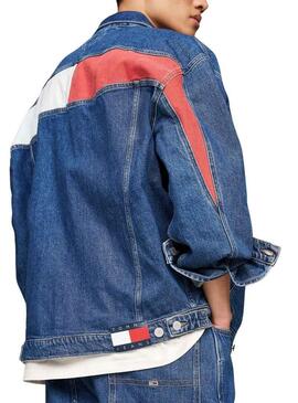 Giacca trucker Tommy Jeans Aiden Oversize blu denim per uomo