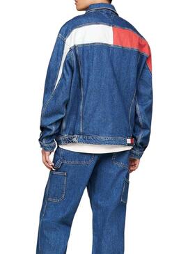 Giacca trucker Tommy Jeans Aiden Oversize blu denim per uomo