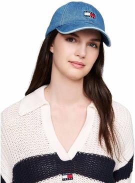 Cappello Tommy Jeans Heritage in denim blu per donna e uomo