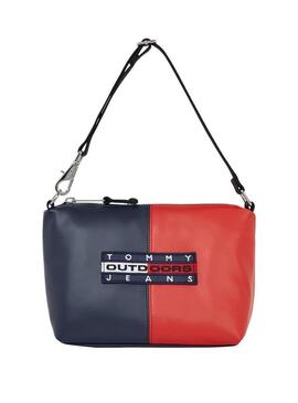 Borsa Tommy Jeans Archive Shoulder rosso e blu marino per donna