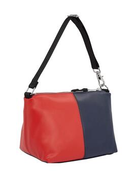 Borsa Tommy Jeans Archive Shoulder rosso e blu marino per donna