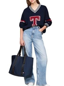 Borsa Tommy Jeans Essential Daily Tote blu marino per donna