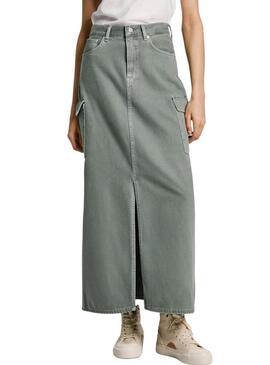 Gonna Pepe Jeans Maxi verde per donna