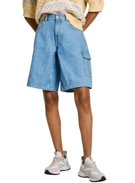 Shorts Pepe Jeans Worker blu per donna.