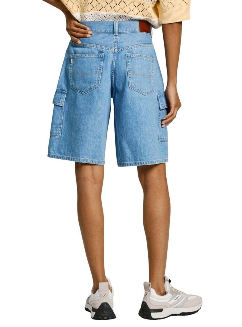 Shorts Pepe Jeans Worker blu per donna.