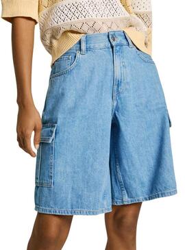 Shorts Pepe Jeans Worker blu per donna.