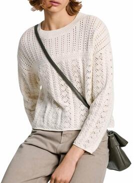 Maglia Pepe Jeans Isadora beige per donna