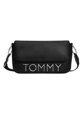 Borsa Tommy Hilfiger Bold Elongated Flap nera per donna