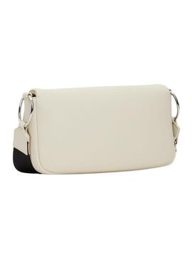 Borsa Tommy Hilfiger Bold Elongated Frap beige per donna.