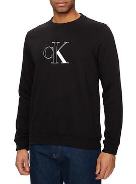 Felpa Calvin Klein Jeans Outline Monologo nera per uomo