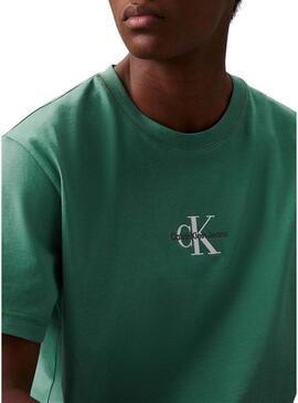 Maglietta Calvin Klein Jeans Monologo verde per uomo