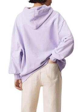 Felpa Calvin Klein Jeans Oversized color malva per donna