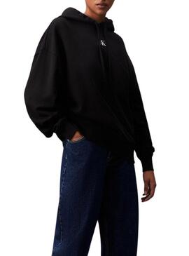 Felpa Calvin Klein Jeans Oversized nera per donna