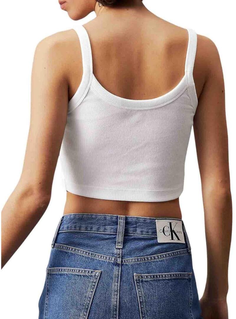 Top Calvin Klein bianco Woven Label per donna