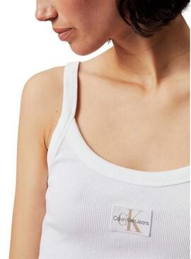 Top Calvin Klein bianco Woven Label per donna