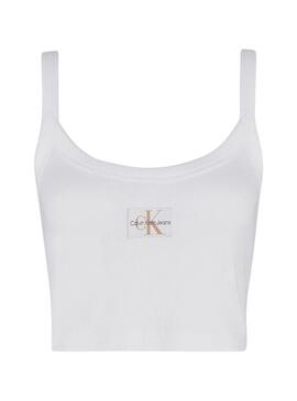 Top Calvin Klein bianco Woven Label per donna