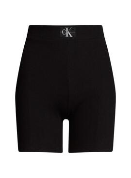 Shorts Calvin Klein Woven Label in costine nere per donna.