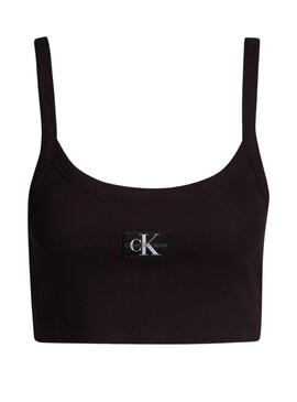 Top Calvin Klein Wovwn Label per donna nero.