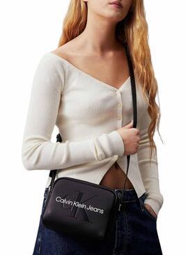 Borsa Calvin Klein Jeans Sculpted Camera nera per donna