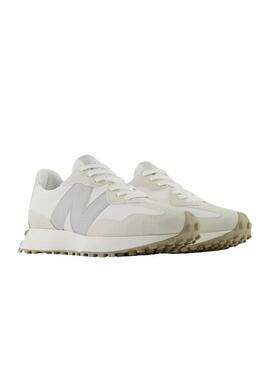 Sneakers New Balance 327 bianche e grigie per donna.