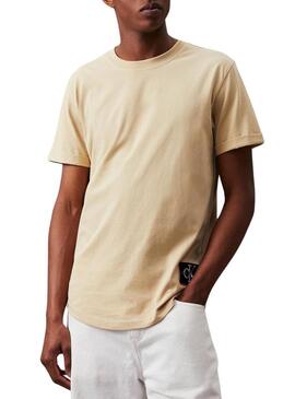 Maglietta Calvin Klein Turn Up beige per uomo