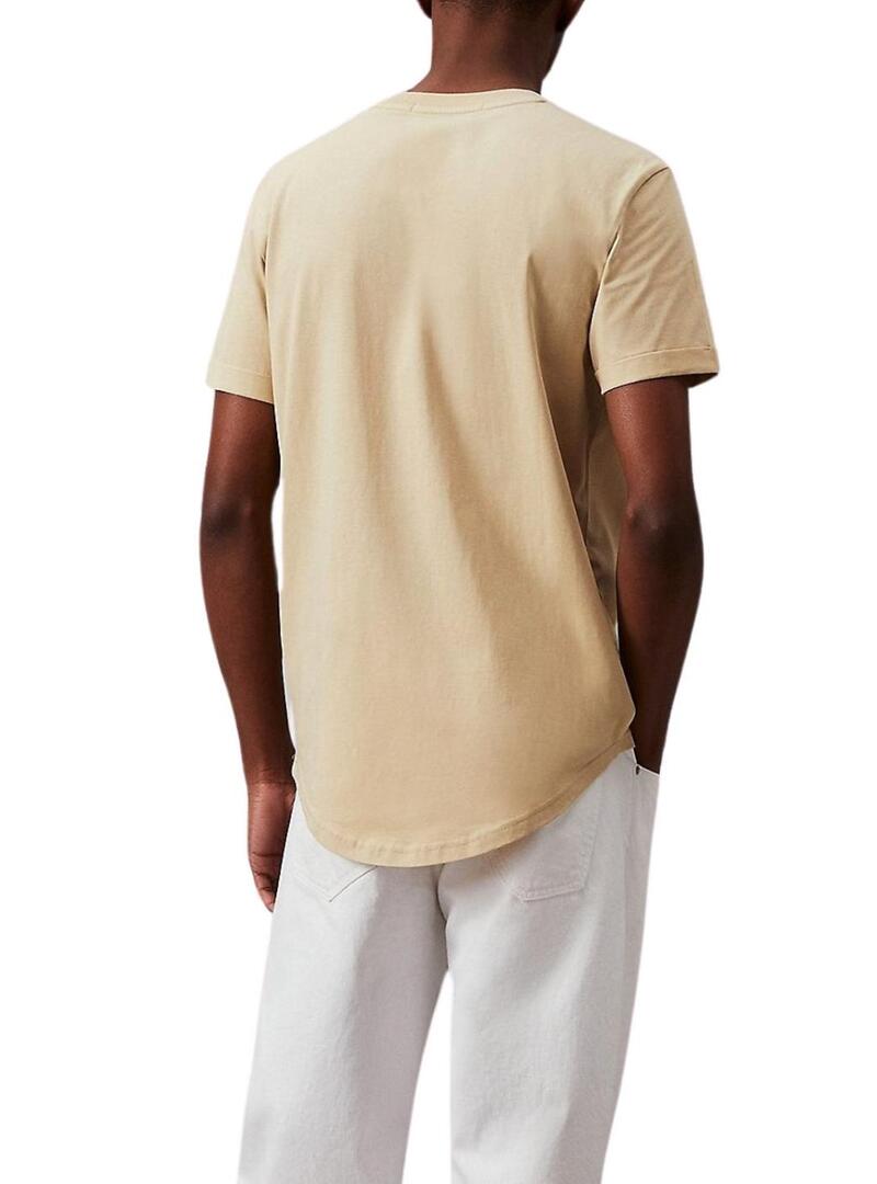 Maglietta Calvin Klein Turn Up beige per uomo